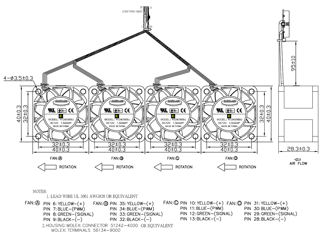 Fan Tray - 4x4028 fan(图3) Fan Tray - 4x4028 fan(图3)